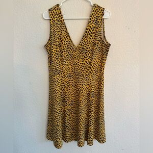 H&M Yellow & Navy Abstract Print Sleeveless Dress | Size Large